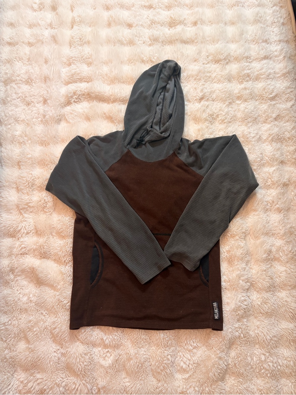 Melanzana Micro Grid Hoodie - Gray & Brown